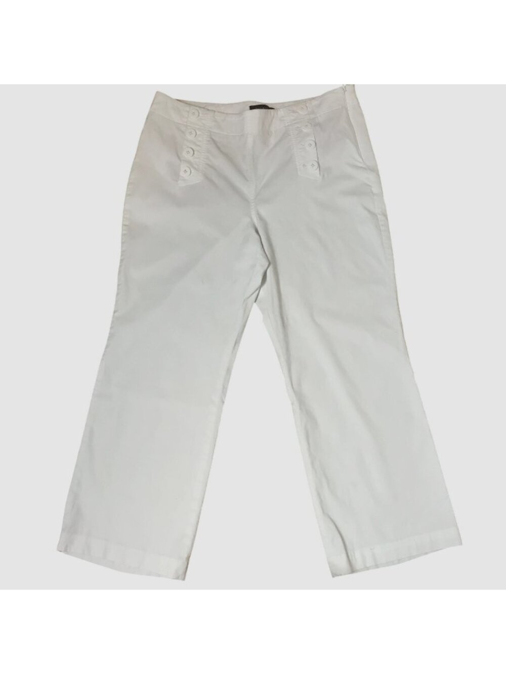 TALBOTS 12P White Sailor Crop Pants Coastal Nautical Preppy Side Zip Stretch